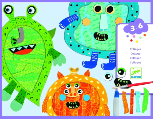 DJECO - Happy monster - Tear and stick collage