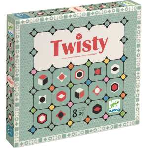 Twisty is a family-friendly strategy game challenging players to collect tokens in sequences that change every game! High-Quality Family Game - DJECO games are made for play and stand up to multiple game sessions, travel, and everything in between. Family Strategy - Twisty enforces easy-learn strategy by challenging players to collect token in sequences that change every time they play! A strategic game about collecting cubes, while jumping across the board that changes from game to game. The board consists of 49 squares, on 44 of those squares is placed wooden counters, which either contains a colored cube or special jump allowance. Players get 7 colored counters, which they place in front of them, which indicates in what order they have to pick up the colored cubes. On a players turn they have to jump their game piece like a horse in chess, and either pick up the cube, if it's the next in their line, leave the cube, or do the special jump on the counter. Player can also steal cubes from the other players, as long as it's the next in their line, unless those cubes are safe. Whoever manages to pick up all 7 cubes and end their turn in the middle square wins the game. Award Winning - Received the 2019 EducaFLIP prize that identifies games with high education potential. From 8 yo EAN 3070900084049
