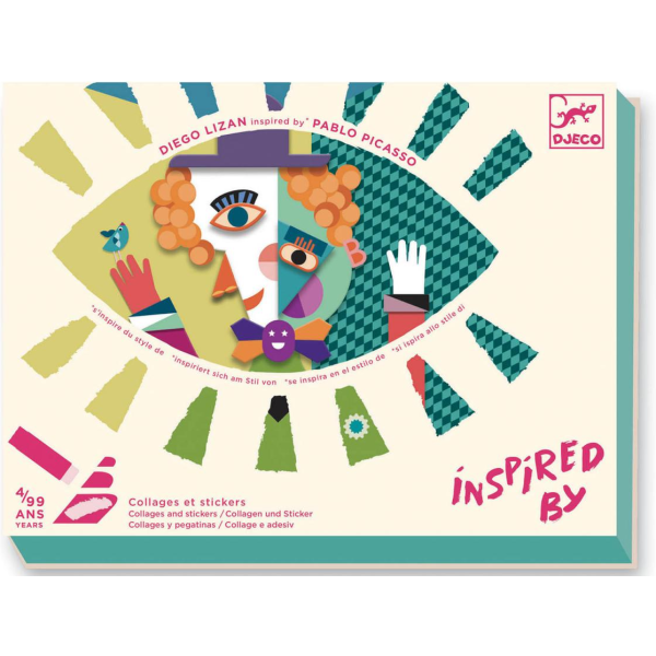 From DJECO, “Inspired By” is a new line of children’s arts and craft kits that takes its design inspiration from world famous artists to create an engaging creative experience A sticker collage kit that explores the work of Pablo Picasso and Cubism; attach paper designs with the glue stick and add stickers to create a 3-dimensional work of contemporary art. The kit comes complete with 4 art boards, 7 paper sheets, a sticker sheet and a glue stick Helps expose children to art history and appreciation, build skills in artistic composition, color theory and creative imagination A great gift for artistic boys and girls ages 4+ DJ09377 3070900093775