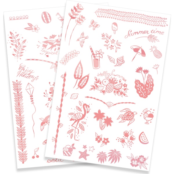 Hello Summer Metallic Tattoos by Djeco A collection of tattoos with an metallic finish Features pretty outdoor designs. Contains 2 different sheets (14 x 21cm) of dermatologically tested tattoos. Designed by Sarah Loulendo Suitable From   3+ years Dimensions   Pack 14 x 23cmDjeco Product Code   DJ09597 Barcode   3070900095977