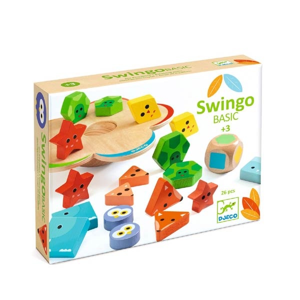 SwingoBasic FSC Wooden Balance Game by Djeco A playful and educational game of balance. The child balances the colourful, geometrically shaped animals on a flower. With its rounded base, it won't be so easy! A perfect game for challenging little ones to problem solve and learn about balancing. Contents: 1 wooden flower, 1 wooden die and 24 wooden geometric pieces. Designed by Xavier Deneux Suitable From   3+ years Dimensions   Box 18 x 14 x 4cm Brand   Djeco Item   DJ06215 SKU   3070900062153