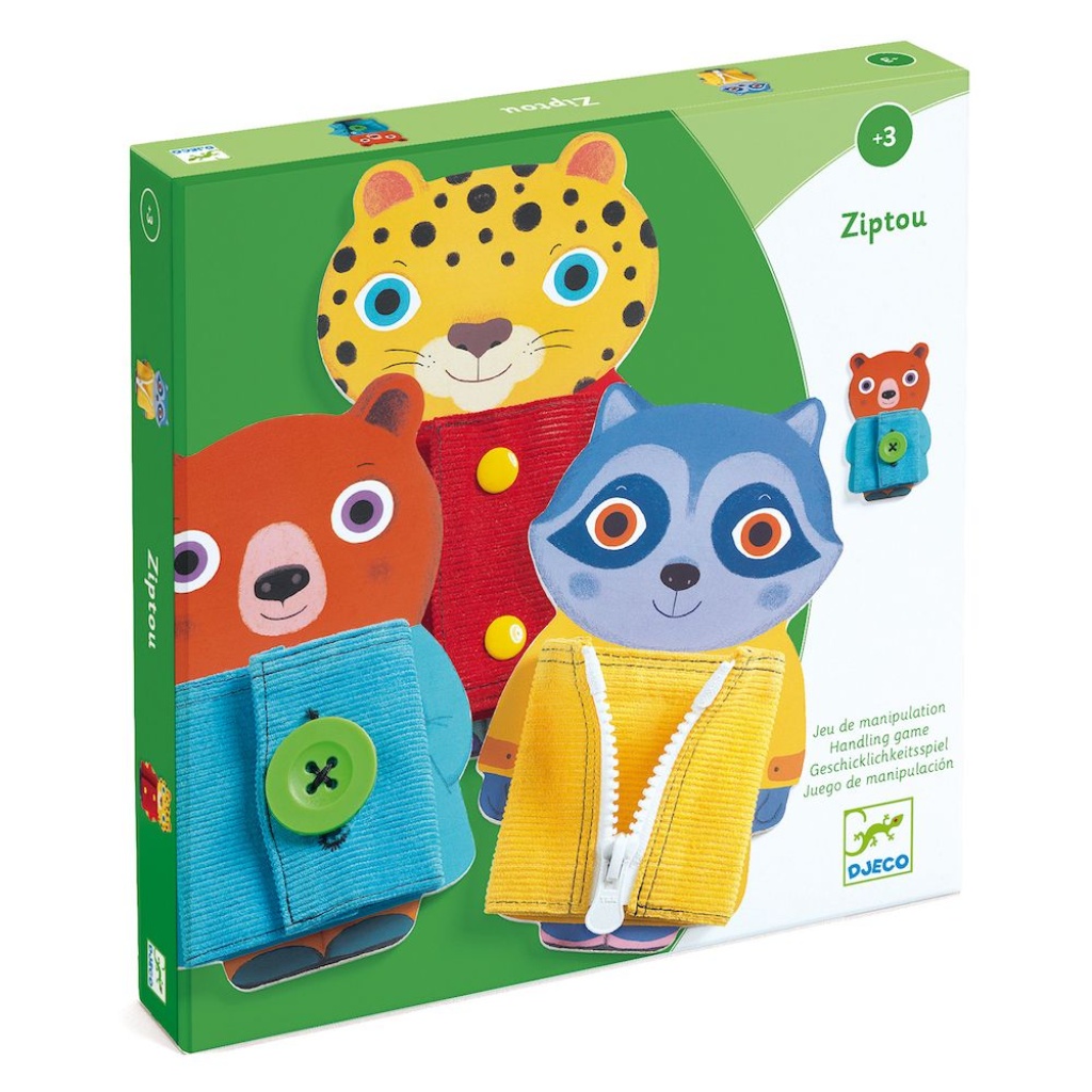 Help each animal to put on their coat! Djeco makes this classic learning toy more colorful and fun to encourage toddlers to practice fine motor skills. Your toddler will have fun opening and closing coats using different accessories: a button, a zipper, and snaps. Ages: 3+ Item DJ01663 EAN 3070900016637.