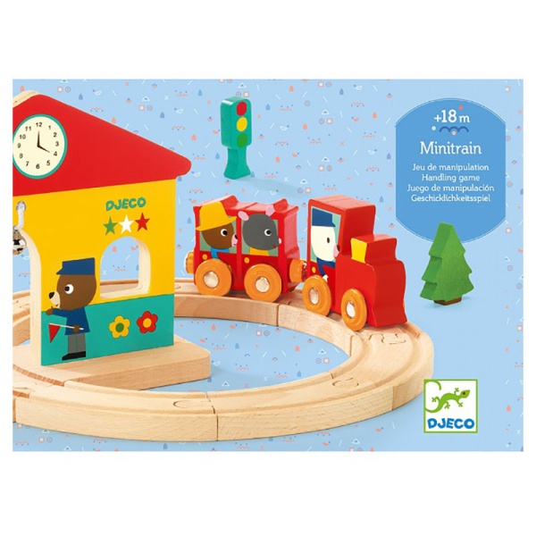 Possibly the perfect first wooden train set for the youngest engineer, fit the track together and push and pull the locomotive around the track and through the station Going through the station rings the bell to announce its arrival Contains an engine, caboose, 7 track pieces, a station, train signal and an evergreen tree Helps develop motor skills, cause and effect, imagination and storytelling A great gift for toddlers 18 months + SKU 3070900063891