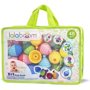 Lalaboom beads - this pack contains 21 educational beads to promote sensory discoveries and fine motor skill development for children from 10 months to 4 years old. this set comes in a practical easy-to-carry zippered tote bag! step by step development toy - at 10 months, it’s time for sensory discoveries! thanks to the different textures and colors of the beads, your child begins to assemble - 15 months, your child opens and closes the beads - 18 months, the child can mix the beads together - 24 months, it's time to build! your child can create long links of beads and explore their creativity a bunch of benefits - inspired by the montessori method, lalaboom beads invite your child to develop new skills essential to their development and at their own pace - sensory discoveries; fine motor skills; visual acuity; dexterity; concentration; hand-eye coordination; logic; creativity a versatile, sustainable and responsible concept - a toy that evolves over time, lalaboom toys offer an alternative to overconsumption of toys resulting in a wise purchase. all our toys are extensively tested to meet astm standards and guarantee quality and safety for your little one. our beads are 100% water resistant, can be washed in the dishwasher with water and soap, and even accompany your child in the bath! Age 10-36 months SKU 4897067961660 ITEM BL460