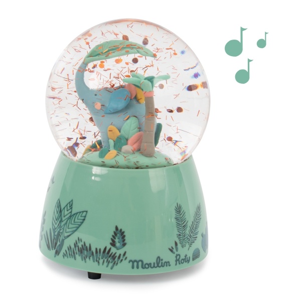 Moulin Roty is a French brand that designs special toys. This snow globe with music is a good example. Just shake and wind it up and children will be fascinated watching the confetti and listening to the melody. The musical snow globe contains an elephant with two little birds on its back.   Very original decoration for children from the age of three. Of course, you can also give it as a maternity present.  EAN 3575676692417 ITEM M669241