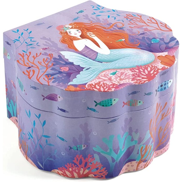 A special musical jewelry box for holding all your most valuable things; safe, secure and where you can find them Turn the handle and open the top and it plays “Invitation to the Dance” as the beautifully sculpted and decorated mermaid spins on her stage; the song plays for 2.5 minutes Watch the mermaid dance and spin in the mirror backdrop Made form the highest quality wood, plastic and metal, each box is lines with a soft luxurious velvet to keep everything protected A great gift for children 3 + 3070900060838 dj06083