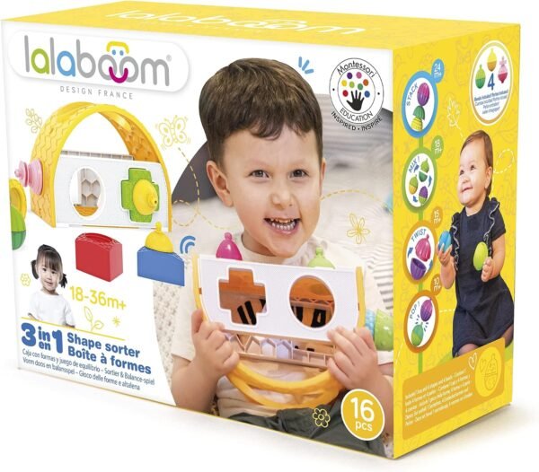 Lalaboom – BL810 - 3 in 1 shape sorter balancing game 12 pcs