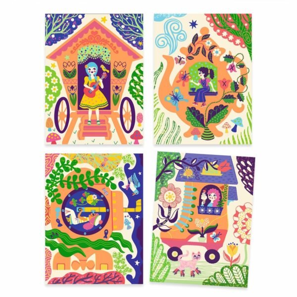 Djeco - Scratch cards - Wacky houses